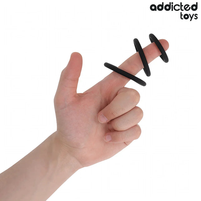 ADDICTED TOYS - SET SILIKONRINGE MODELL 2 - Penisring ohne Vibration