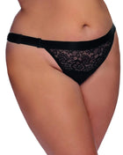 Anais Apparel Plus Size – Schwarzer Knickers mit Spitze und Strass - XL/2XL / Black - Slip