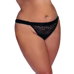 Anais Apparel Plus Size – Schwarzer Knickers mit Spitze und Strass - XL/2XL / Black - Slip