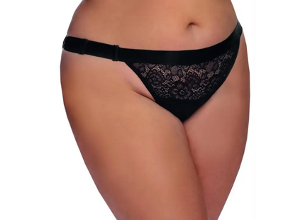 Anais Apparel Plus Size – Schwarzer Knickers mit Spitze und Strass - XL/2XL / Black - Slip