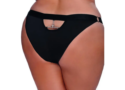 Anais Apparel Plus Size – Schwarzer Knickers mit Spitze und Strass - Slip