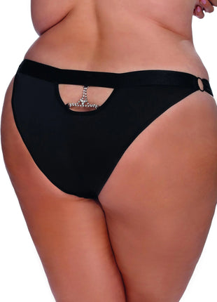 Anais Apparel Plus Size – Schwarzer Knickers mit Spitze und Strass - Slip