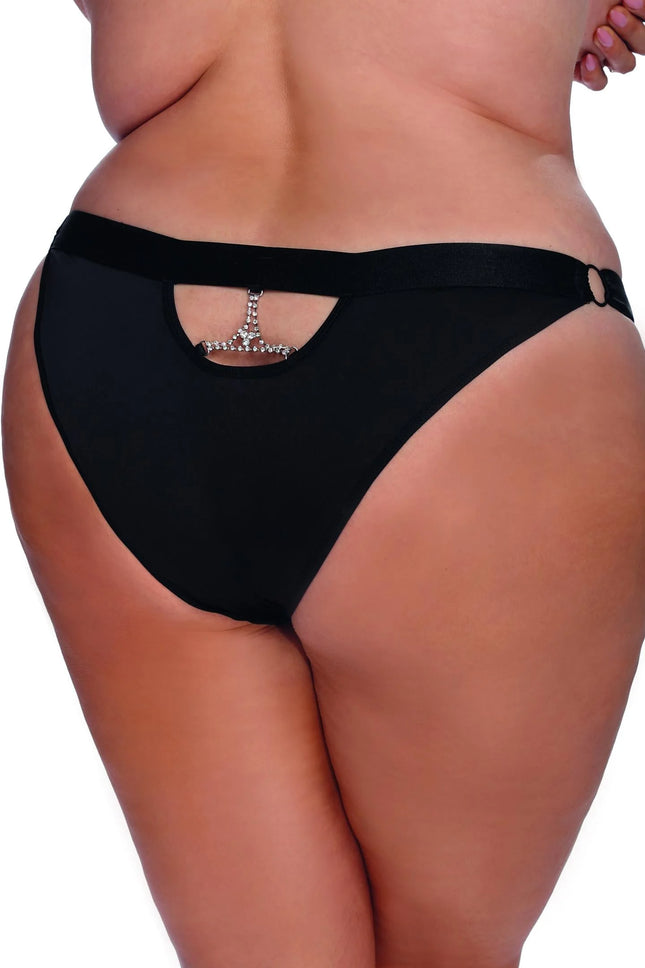 Anais Apparel Plus Size – Schwarzer Knickers mit Spitze und Strass - Slip