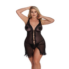 Anais Apparel Plus Size – Schwarzes Negligee aus Netz mit Metallelementen - XL/2XL / Black - Negligee