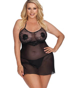 Anais Apparel Plus Size – Schwarzes Negligee aus Netz und Spitze - XL/2XL / Black - Negligee