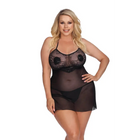 Anais Apparel Plus Size – Schwarzes Negligee aus Netz und Spitze - XL/2XL / Black - Negligee