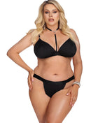 Anais Apparel Plus Size – Schwarzes Satin-Set mit verstellbaren Trägern - XL/2XL / Black - Sexy Dessous-Set
