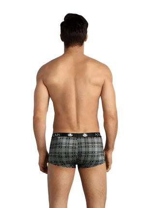 Grau-schwarze karierte boxershorts mit gebrandetem bund von anais men balance boxer in baumwollmischung