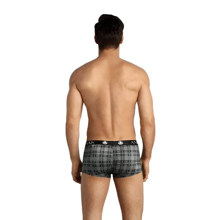 Grau-schwarze karierte boxershorts mit gebrandetem bund von anais men balance boxer in baumwollmischung