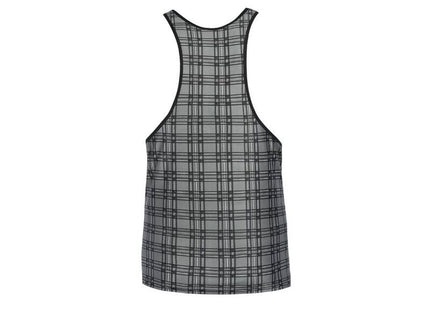 Ein transparenter grauer und schwarzer karierter tanktop mit figurbetonter passform von anais men balance top s