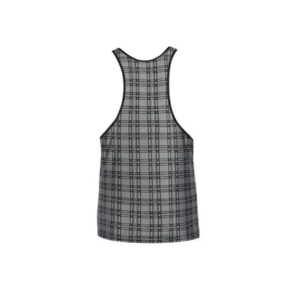 Ein transparenter grau-schwarzer karierter tanktop mit figurbetontem schnitt aus dem anaïs men balance top s