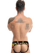 Schwarze briefs mit lebhaftem bananen- und obstmuster und elastischem bund von anais men banana jock bikini s