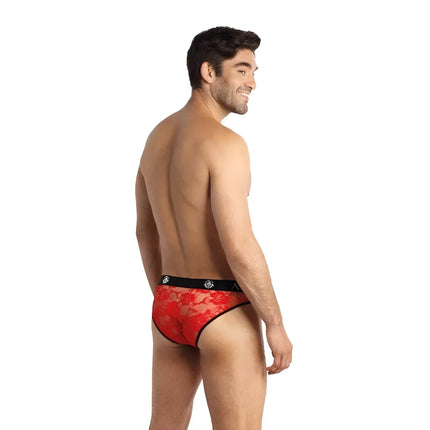 Rote spitzenslip herren briefs mit schwarzem elastischem bund aus der serie anais men brave slip