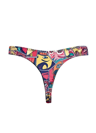 Vibranter comic-string von anais men mit bunten cartoon-gesichtern und dynamischem panel-design aus weichem material