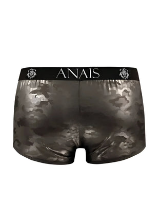 Schwarze und graue camouflage herren boxershorts anaiis mit schwarzem bund und weißen löwenkopf logos electric boxer