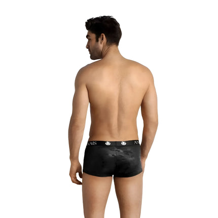 Schwarze ANAIS MEN electro boxer herrenboxershorts mit dezentem camouflagemuster und weißem logo-saum