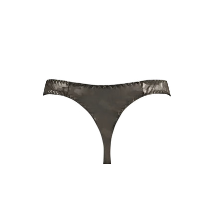 Ein eleganter metallischer charcoal elektro string von anais men mit glänzendem finish und diamantsteppung am bund