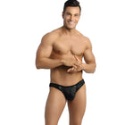 Schwarze spitzenbriefs mit feinem muster aus ANAIS MEN elekro string kollektion