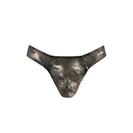 Elektro string von anais men schwarzer und grauer camouflage thong aus glänzendem stretchmaterial rückansicht