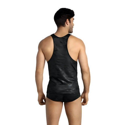 Schwarzes camo-muster tanktop anaïs men elektro top aus atmungsaktivem material für sport und freizeit