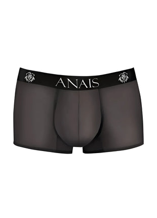 Schwarze transparente boxer briefs aus mesh mit schwarzem bund und weiss an ais branding an den seiten von anais men eros boxer
