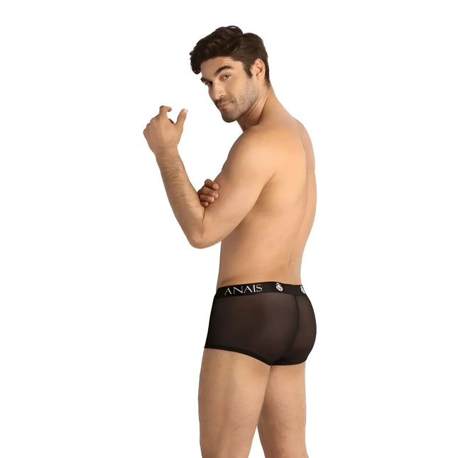 Schwarze mesh briefs mit schlanker passform und anaiis logo in weiß auf dem bund eros boxer von anais men