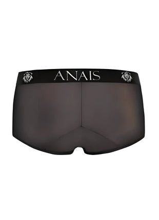 Schwarze anais men eros briefs aus glattem stoff mit dezenten löwenkopf-logos auf dem bund
