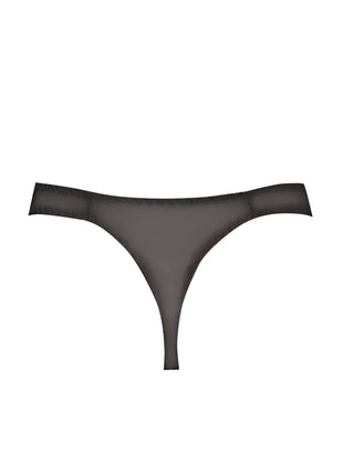 Schwarzer thong-bikinihose mit nahtlosem, glattem design von anais men eros string seitenansicht