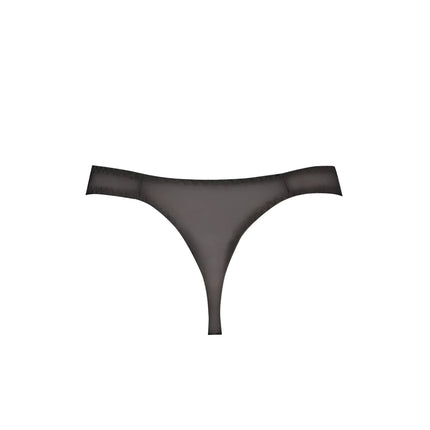 Schwarzer thong-bikinihose mit nahtlosem, glattem design von anais men eros string seitenansicht