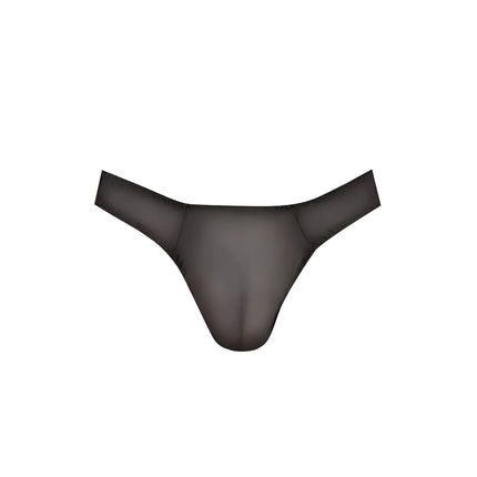 Schwarzer transparenter string aus glattem, durchscheinendem stoff im minimalistischen design von Anais men Eros string