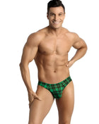 Grüne plaid-herren-slip magic string mit schwarzen linien aus angenehmem material