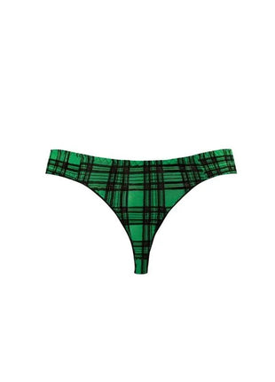 Grüner karierter thong mit schwarzen linien von anais men magic string für minimalistischen komfort