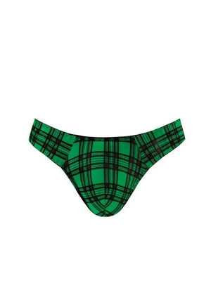 Grüner und schwarzer kariert bikini slip magic string von anais men aus leichtem material, rückansicht