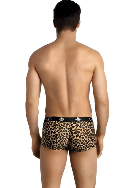 Leopard-print herren briefs mit schwarzem elastikbund und anais men textlogo modell mercury boxer
