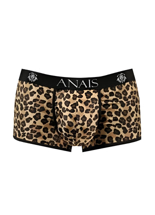Leopard bedruckte herren unterhose mit schwarzem bund mit der marke anaiis und löwenkopf logos mercury boxer