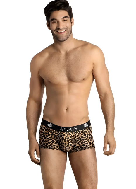 Leopard-print boxer briefs mit schwarzem bund und anai’s branding sowie schädel logos im mercury boxer design