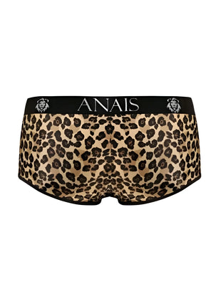 Leopard-print briefs mit schwarzem bund mit anaiis markenname und löwenkopf logos aus mercury brief kollektion