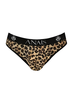 Leopard gemusterte anais herren mercury slip briefs mit schwarzem bund und löwenkopf logos