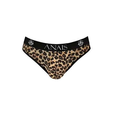 Leopard gemusterte anais herren mercury slip briefs mit schwarzem bund und löwenkopf logos