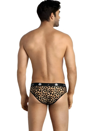 Leopard print herren slip mercury slip mit schwarzem elastischem bund und weißem logoschriftzug