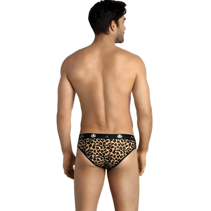 Leopard print herren slip mercury slip mit schwarzem elastischem bund und weißem logoschriftzug