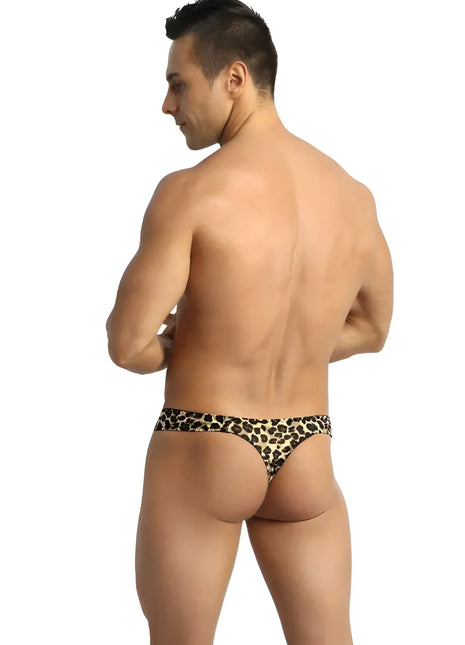 Leopard-print thong anais men mercury string mit elastischem, figurbetontem schnitt in schwarz und tan