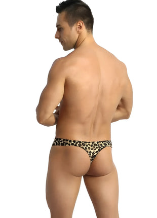 Leopard-print thong von anais men mercury string mit figurbetontem design in schwarz und tanfarben