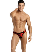 Rote und schwarze leopard print briefs aus dem savagestring modell von anais men