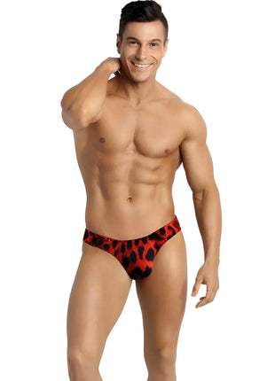 Rote und schwarze leopard print briefs aus der anaïs men savage string kollektion für männer