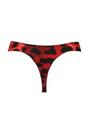 Roter und schwarzer leopard-print-string von anais men savage string aus elastischem material rückansicht