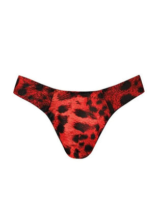Damen string tanga mit rot schwarzem leopardenmuster aus spitze von anais men savage string