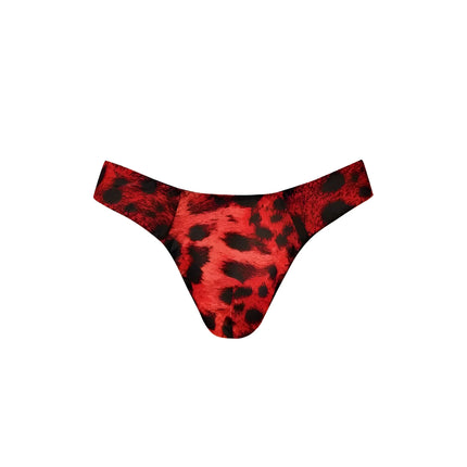 Roter und schwarzer leopard-print string thong von anais men savage string mit elastischem stoff