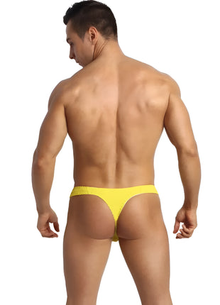 Hellgelber thong aus dehnbarem stoff von ANAIS MEN im modell Tokio string sichtbar von vorne
