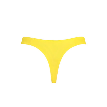 Bright gelber gerippter string aus stoff von anais men model tokio, rückansicht